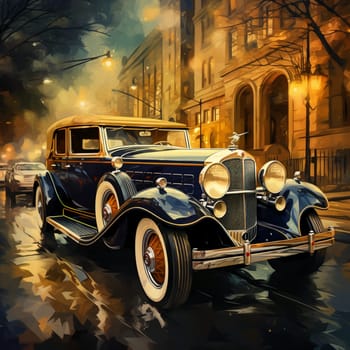 Indulge in the nostalgia and history of a bygone era with this captivating image of a vintage car. Exemplifying the essence of the past, this artwork beautifully captures the sentiment and legacy of a time long gone. With its striking art style and attention to detail, it transports you back to an era of classic automobiles and the stories they hold.