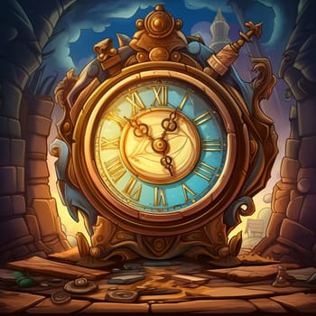 Step into a magical world where vintage clocks come to life in this whimsical illustration. Each clock has its own unique personality and story to tell, from a clock tower detective solving mysterious cases, to a pocket watch exploring hidden realms, or a grandfather clock orchestrating a magical symphony. The scene is filled with delightful details like intricate clockwork mechanisms, aged patina, and a touch of fantasy. Let the Tick Tock Tales of Vintage Clocks unfold before your eyes!