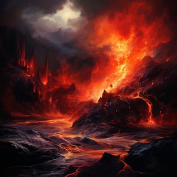 Feel the intense power and unstoppable force of a volcanic eruption with this captivating artwork titled 'Eruption's Torrent'. This art piece captures the raw energy and destruction unleashed during volcanic eruptions. Experience the chaos and beauty of nature as molten lava bursts forth from the Earth's core, engulfing the surroundings in a fiery torrent.