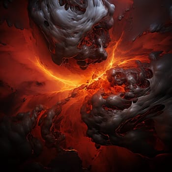 Witness the mesmerizing power of a volcanic eruption in this abstract art depiction titled 'Infernal Surge'. Vibrant tendrils of molten lava shoot up from the volcanic crater, illuminating the night sky with fiery hues. The eruption showcases a mix of awe-inspiring beauty and raw, destructive power, as rocks and ash are propelled into the atmosphere. Lava cascades down the mountainside, engulfing everything in its path, leaving a trail of destruction. This captivating image captures the intense contrast between the fiery red-hot lava and the dark, ominous background, creating a visual spectacle that demands attention. 'Infernal Surge' is perfect for microstock sites in search of dynamic and eye-catching imagery.