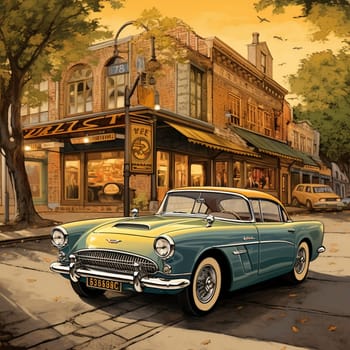 Step back in time with this visually striking illustration that captures the essence of classic cars from the bygone eras. Featuring a timeless vintage car flawlessly restored to its former glory, this artwork evokes a sense of nostalgia and admiration for automotive craftsmanship. The composition highlights the car's unique details and design, while incorporating an atmosphere reminiscent of antique photographs or vintage postcards. This artwork encapsulates the spirit of vintage cars, inviting viewers to admire their timeless beauty and envision the stories they could tell.