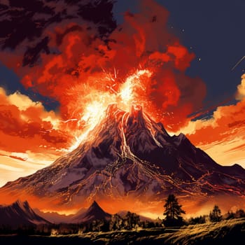 Experience the raw power and unforgiving fury of volcanic eruptions in this vibrant digital art illustration titled 'Pyroclastic Inferno.' Witness the cataclysmic scene as billowing plumes of ash and fire devour the landscape, leaving a trail of destruction in their wake. The interplay of molten lava and solidified rock creates a mesmerizing display, illuminating the night sky with a fiery glow. Feel the chaos and danger as nature unleashes its awe-inspiring forces, immersing you in a world of intense heat, explosive energy, and breathtaking beauty. This illustration, created in vibrant digital art style, is designed to captivate viewers and leave them in awe on microstock sites.