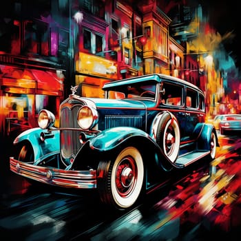 Step into the world of classic automobiles with this vibrant artwork titled 'Classic Lines, Endless Inspiration'. This piece captures the timeless beauty and allure of vintage cars, adorned with vivid graffiti art against a bustling urban backdrop. The bold and colorful art style, reminiscent of street art, adds a contemporary twist to the nostalgia-filled scene. Immerse yourself in the energy and creativity of this artwork, where classic lines meet endless inspiration.