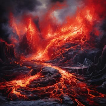 Feel the intense power and unstoppable force of a volcanic eruption with this captivating artwork titled 'Eruption's Torrent'. This art piece captures the raw energy and destruction unleashed during volcanic eruptions. Experience the chaos and beauty of nature as molten lava bursts forth from the Earth's core, engulfing the surroundings in a fiery torrent.