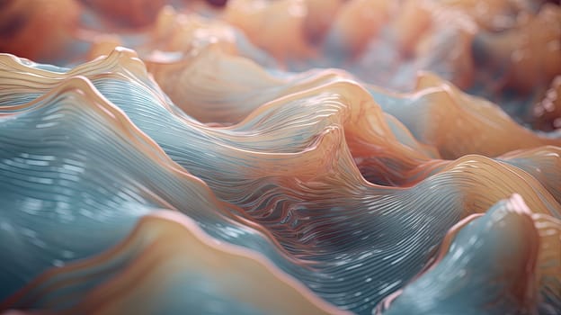 Scientific abstraction with futuristic textured tissue waves. Tech background with close-up wave bio texture. Generated AI