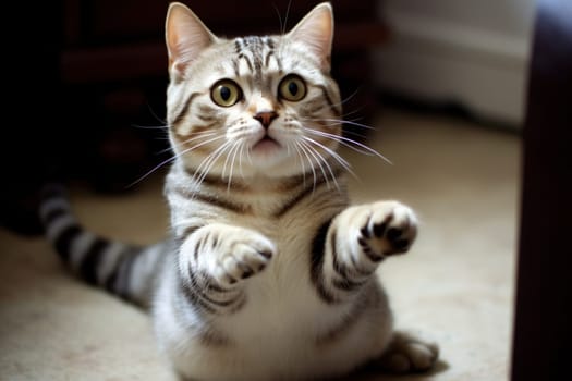 Cat asking for food. Funny cute kitten begging for treats. Generative AI