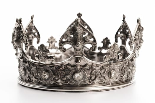 Beautuful shiny crown with medieval ornament and jeewelry. Ancient king or quenn crown. Generated AI