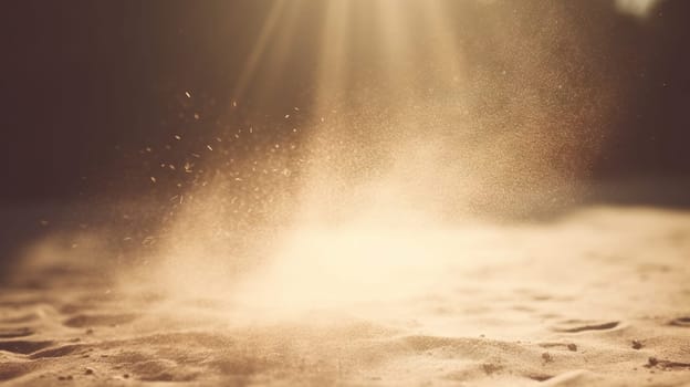 Dust particles sprayed by the wind. Sand on the ground or dust on the floor. Generative AI