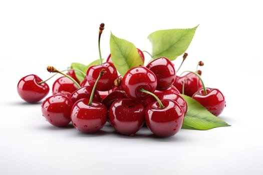 Cherry on background. Juicy red cherry, fresh and sweet. Generated AI