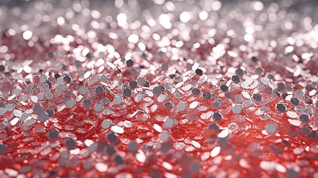 Abstract shiny background with red glitter. Scattered confetti sparkles with red color. Generated AI