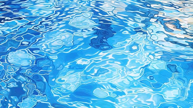 Ripples on the blue pool water. Shiny waves of clean pool water. Generated AI