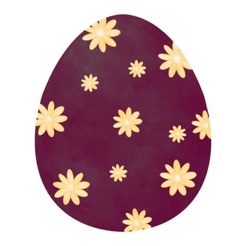 Whimsical watercolor illustration of an Easter-themed dark egg adorned with vibrant orange spring flowers. Perfect for adding a playful and festive touch to textiles, posters, invitations, and more.