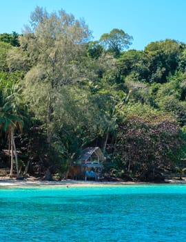 Koh Wai Island Trat Thailand. wooden bamboo hut bungalow on the beach