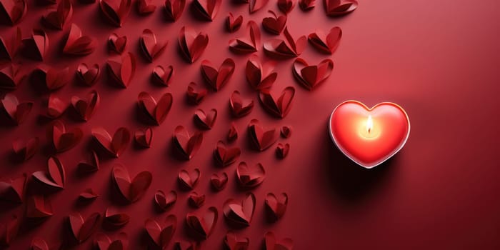 Valentine Background decorate with heart and candle. Generative AI.