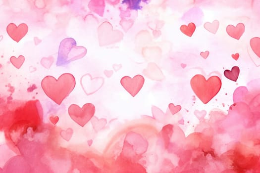 Heart pattern water color style. Valentine Background. Generative AI.