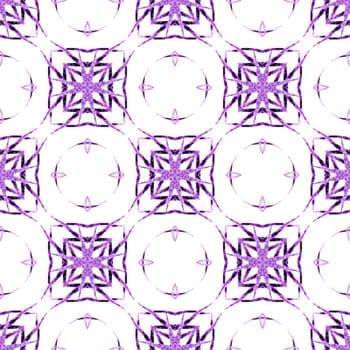 Textile ready eminent print, swimwear fabric, wallpaper, wrapping. Purple glamorous boho chic summer design. Watercolor medallion seamless border. Medallion seamless pattern.