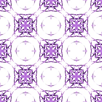 Textile ready eminent print, swimwear fabric, wallpaper, wrapping. Purple glamorous boho chic summer design. Watercolor medallion seamless border. Medallion seamless pattern.