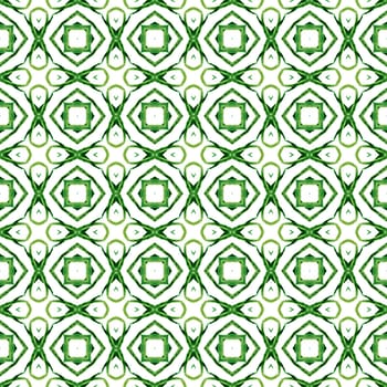 Ethnic hand painted pattern. Green classic boho chic summer design. Textile ready captivating print, swimwear fabric, wallpaper, wrapping. Watercolor summer ethnic border pattern.