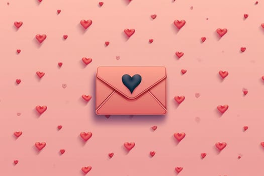 Valentine greeting Letter on background. Generative AI.