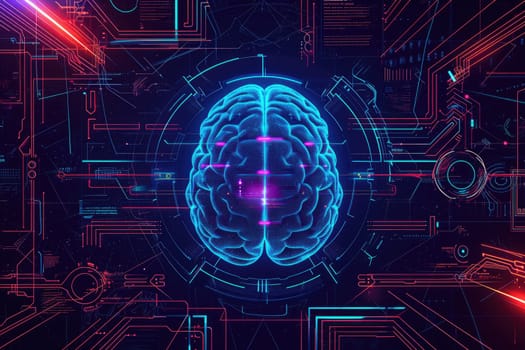 Brain icon with inspiration and innovation concept. Technology background. Generative AI.