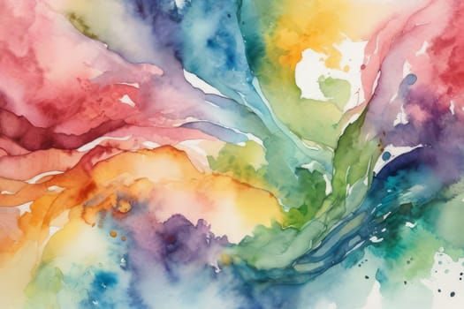 Abstract watercolor background in rainbow colors.