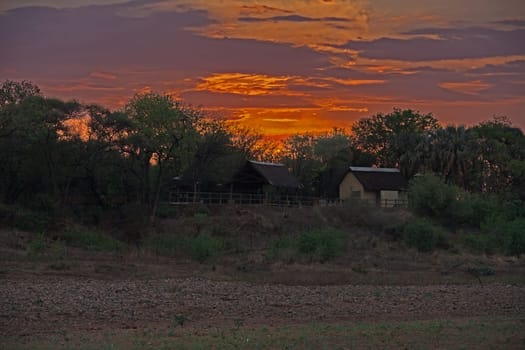 Sunset over the Shinwedzi Rest Camp in Kruger National Park South Africa