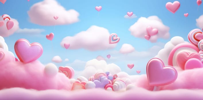 Love in the Sky: A Sweet and Romantic Pink Clouds Art Background