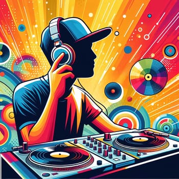 Interesting illustration for DJ Day. Generative AI. High quality illustration