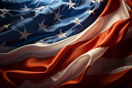 American flag of silk-3D illustration. High quality photo