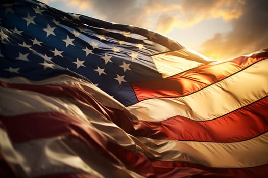 American flag of silk-3D illustration. High quality photo