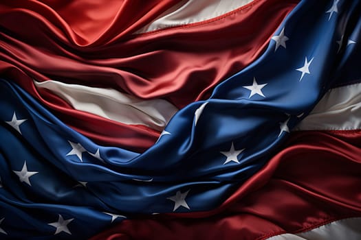 American flag of silk-3D illustration. High quality photo