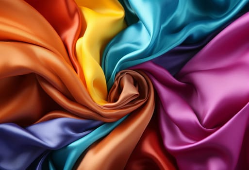 Beautiful colorful fabric rolled in the center forming a rose. High quality photo