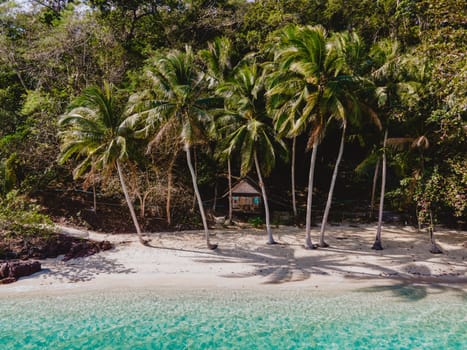 Koh Wai Island Trat Thailand is a tinny tropical Island near Koh Chang. wooden bamboo hut bungalow on the beach