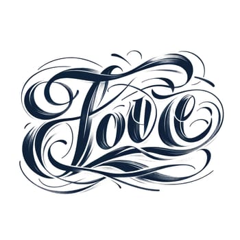 Word LOVE typography lettering design for valentines day greeting card print decoration. Vellichor.