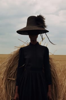 Freedom's Embrace: A Young Woman in a Sunlit Meadow with Yellow Wheat, Graced by the Romantic Sunset