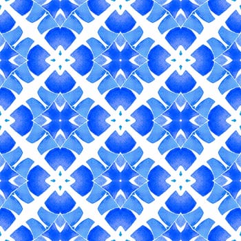 Textile ready ideal print, swimwear fabric, wallpaper, wrapping. Blue worthy boho chic summer design. Chevron watercolor pattern. Green geometric chevron watercolor border.