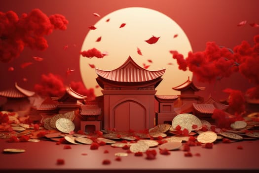 Chinese New Year paper cut concept and background, Generate with Ai.