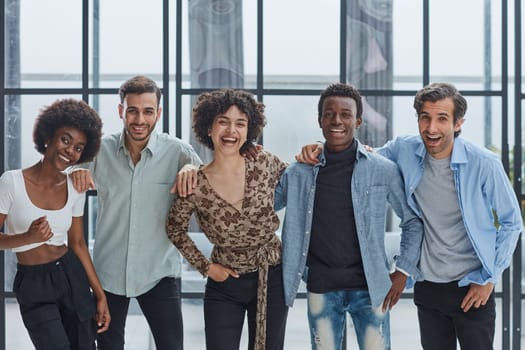 Group of business people standing of a modern office