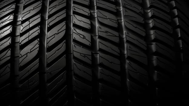 Tire tread close up on black background AI