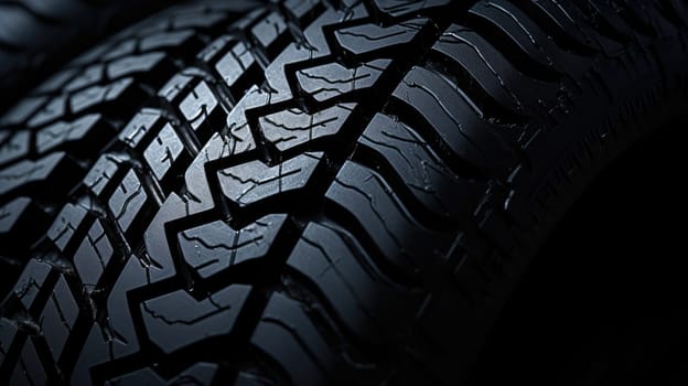 Tire tread close up on black background AI