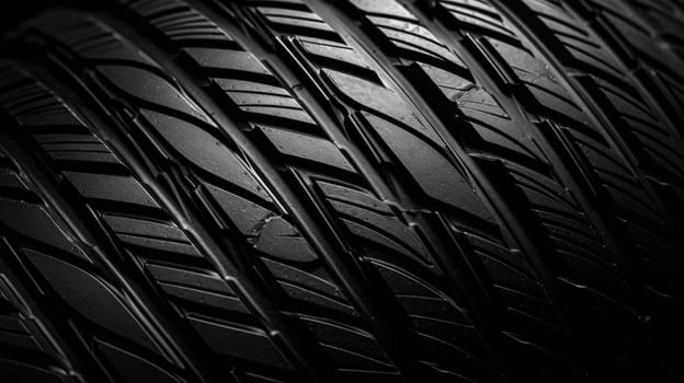 Tire tread close up on black background AI