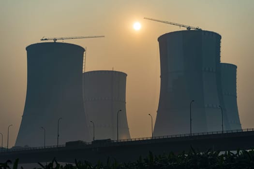 Cooling towers of the Ruppur Nuclear Power Plant, Bangladesh.