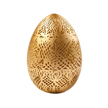 Golden easter egg isolated on a white background. AI