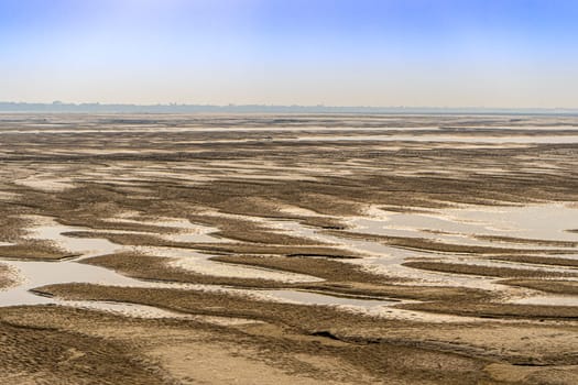 Sandbanks on the banks of the Padma River (Ganges) in the winter season