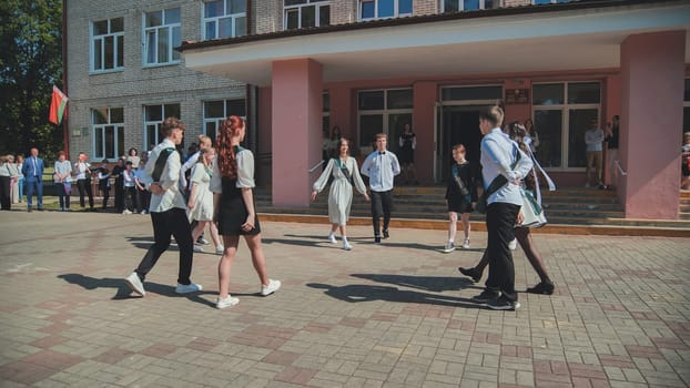 Belarusian graduates dance a waltz on the day of graduation