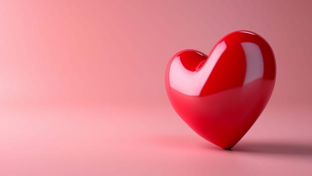 Red heart on pink background. A great symbol of love, care and relationships. Valentine's Day. High quality photo. Copy space, space for text.