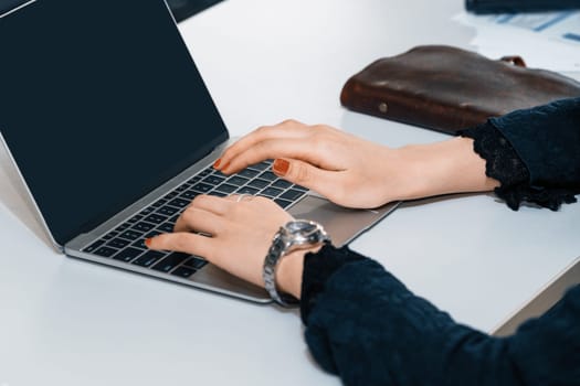 Businesswoman using computer in office. Business concept. uds