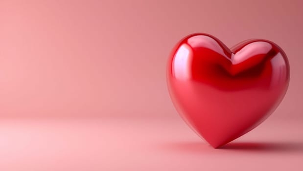Red heart on pink background. A great symbol of love, care and relationships. Valentine's Day. High quality photo. Copy space, space for text.