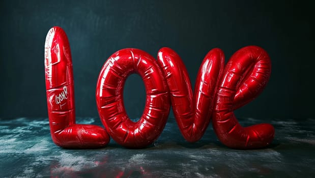 Text Love in red. High quality illustration