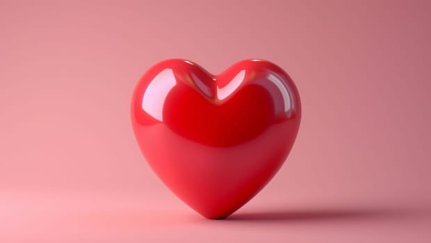 Red heart on pink background. A great symbol of love, care and relationships. Valentine's Day. High quality photo. Copy space, space for text.